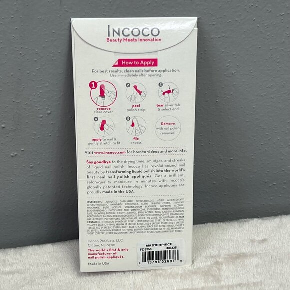 Incoco Nail Polish Applique Strips Masterpiece 16 Strips Double ended NIP - Picture 3 of 4